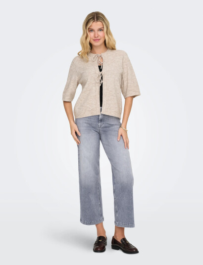 ONLY Onlsimoni 2/4 Bow Cardigan Knt Noos   Beige   XS