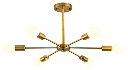 Børscompagniet Lampe Satelitt 6-arm Metall Gull 56x30cm Børscompagniet Lampe Satelitt 6-arm Metall Gull 56x30cm