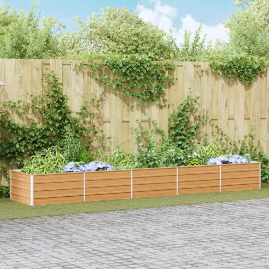 vidaXL Høybed Lys Brun 400 x 80 x 45 cm Galvanisert Stål vidaXL Høybed Lys Brun 400 x 80 x 45 cm Galvanisert Stål