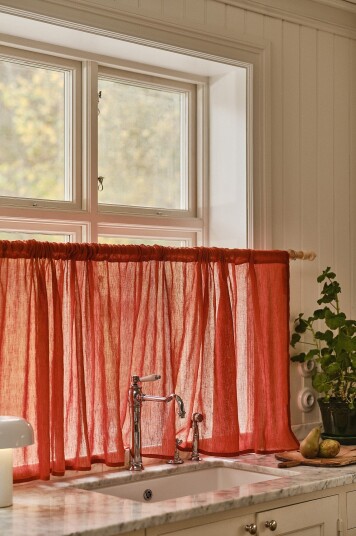 Jotex Kafégardin Linmiks Rustrød LINN 206601603473