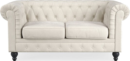 Chesterfield Lyx 2 seter Fløyelssofa – Liten dyp sofa Beige Fløyel Chesterfield Lyx 2 seter Fløyelssofa – Liten dyp sofa Beige Fløyel
