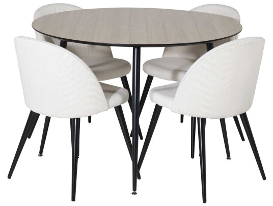 Venture Design Silar & Velvet spisegruppe Natur/beige 4 st stoler & bord 100 cm