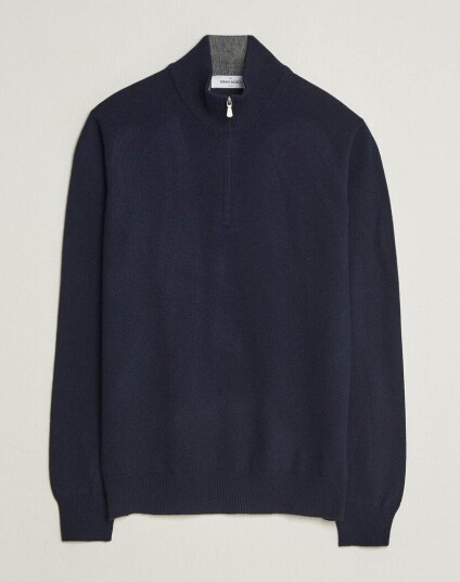 Gran Sasso Wool/Cashmere Half Zip Navy