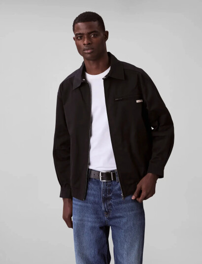 Calvin Klein Jeans A- Ls Cotton Fz Blouson Jacket - Black - S