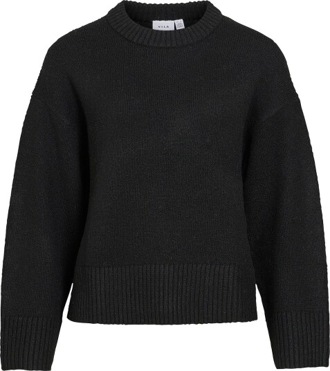 Vila Genser Visia L/S O Neck Knit Pullover Svart