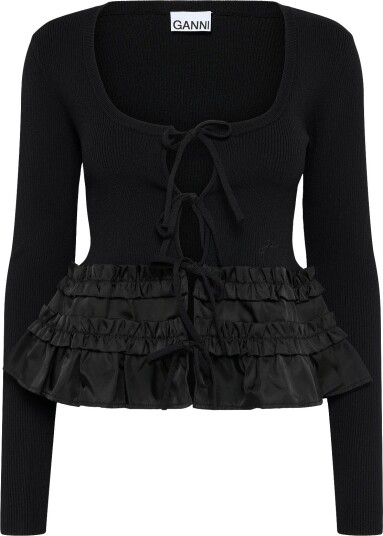 Ganni Tie String Vest   Black   S