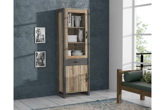 Vitrineskap Strelcha 43x68 cm 3 Hyller Brun/Grå