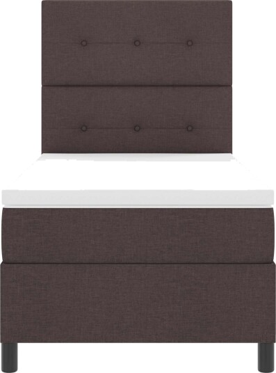 Bokspring Seng med Madrass & LED Mørk Brun 80x200 cm Stoff