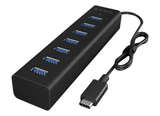 RaidSonic ICY BOX USB-hub - 7 porter - Svart RaidSonic ICY BOX USB-hub - 7 porter - Svart