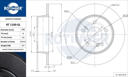 Bremseskive ROTINGER RT 1190-GL