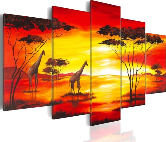 Bilde Sjiraffer I Bakgrunnen Med Solnedgang 200x100 Artgeist sp. z o. o.