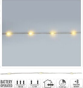Ki Lyslenke wire 96ledlys batteridrevet varmhvit 7m
