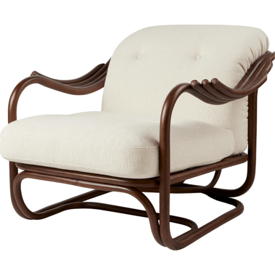 Gubi Poltrone Tria Lenestol Mørk Rattan/Bouclé 001 Gubi Poltrone Tria Lenestol Mørk Rattan/Bouclé 001