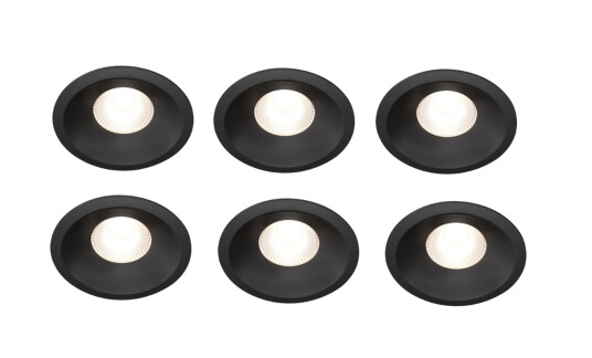 Other Brand Plejd smart lavtbyggende downlight 2200-4000K IP44 8W RA90 - 6 pakning - Svart