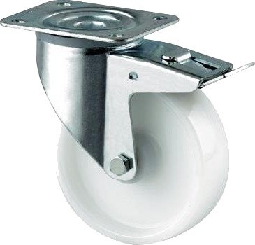 Tente 3477UOO080P62 Leddhjul nylon, hvit, plate 105 x 85 mm 80 mm, Garasjeinnredning & oppbevaring