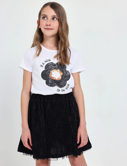 Boboli Knit Skirt Combined Black 140