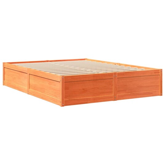 Seng med madrass voksbrun 140x200 cm heltre furu 8721102668340