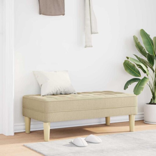 Benk Kremhvit 113x57x39 cm Stoff Benk Kremhvit 113x57x39 cm Stoff