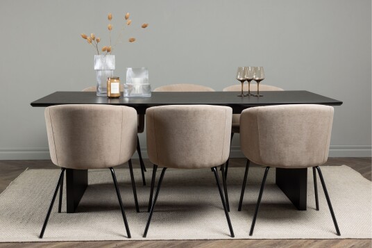 Venture Home Vail Matgruppe 200 cm Rektangulær med 6 Berit stoler Beige