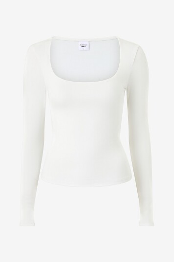 Gina Tricot Topp Slim Fit Scoop Neck Natur