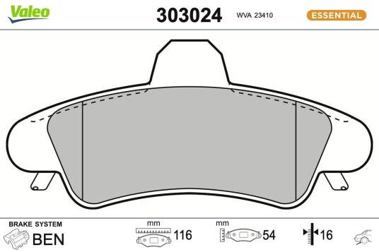 VALEO 303024 Bremseklosser