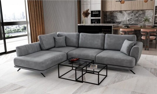 Seksjon Eltap Larde 286x191x90 cm Nube 3 Lys Grå Venstre