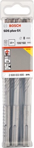 Bosch Plus-5X Hammerbor 8x100/160 mm 10 Stk for Elektroverktøy