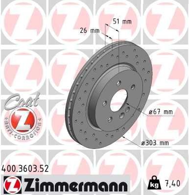Bremseskive ZIMMERMANN 400.3603.52 Bremseskive ZIMMERMANN 400.3603.52