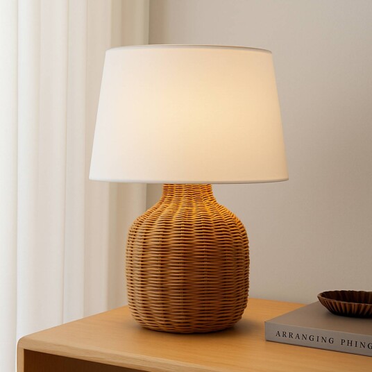 Nattbordslampe Lirenda Lindby Hvit / opal Stue / spisestue Tre Skandinavisk