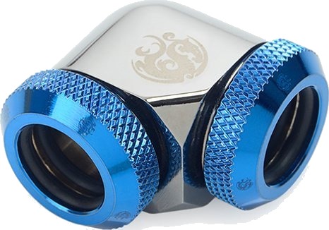 Bitspower Adapter 90 Grader 12Mm Od Hardt Rør Til 12Mm Od Hardt Rør Skinnende Svart/Blått Bitspower Adapter 90 Grader 12Mm Od Hardt Rør Til 12Mm Od Hardt Rør Skinnende Svart/Blått