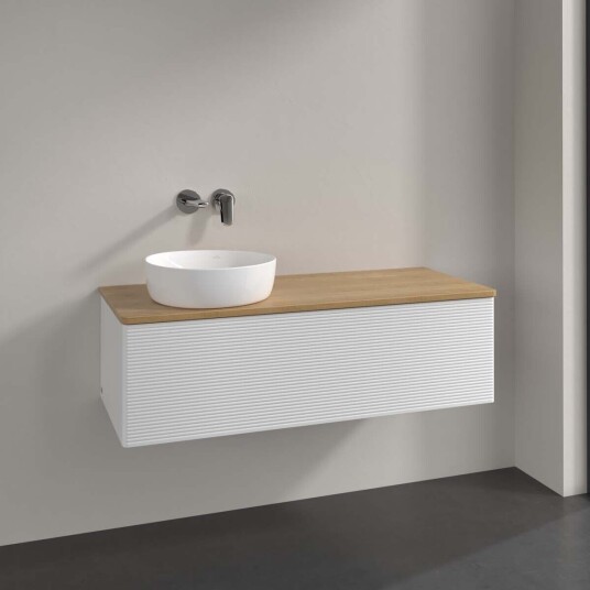 Villeroy & Boch Antao Servantskap med 1 skuff 120x50x36 cm m/lys Hvit Blank/Eik Villeroy & Boch Antao Servantskap med 1 skuff 120x50x36 cm m/lys Hvit Blank/Eik