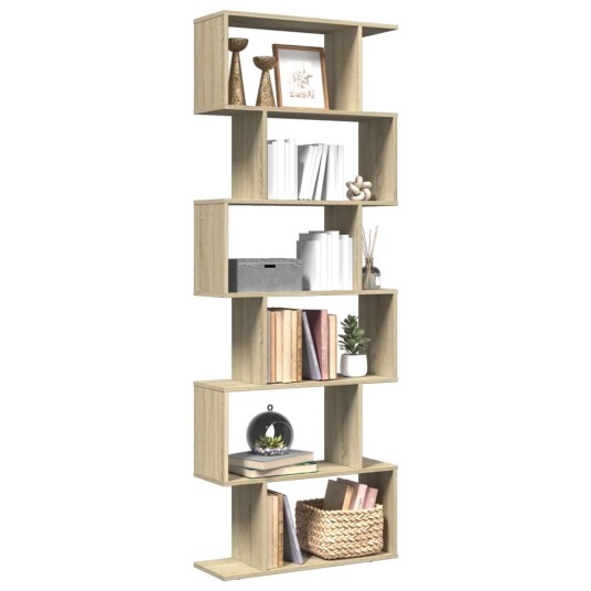 Romdeler bokhylle 6 lag sonoma eik 70x24x193 cm konstruert tre