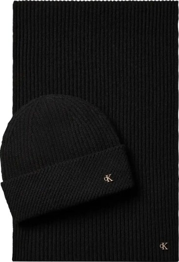 Calvin Klein Ck Metal Beanie + Scarf Giftset - BLACK - One Size