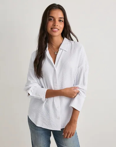 Only Hvit Onloregon Bari L/S Shirt Wvn