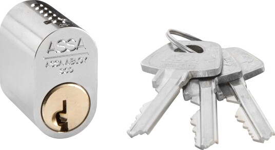 Assa 1301 Låsesylinder Med 3 Nøkler, Oval Mattkrom