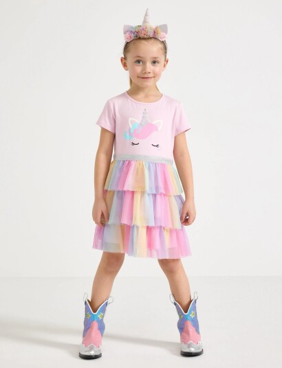Lindex Short Sleeved Flounce Dress Multi/patterned 98