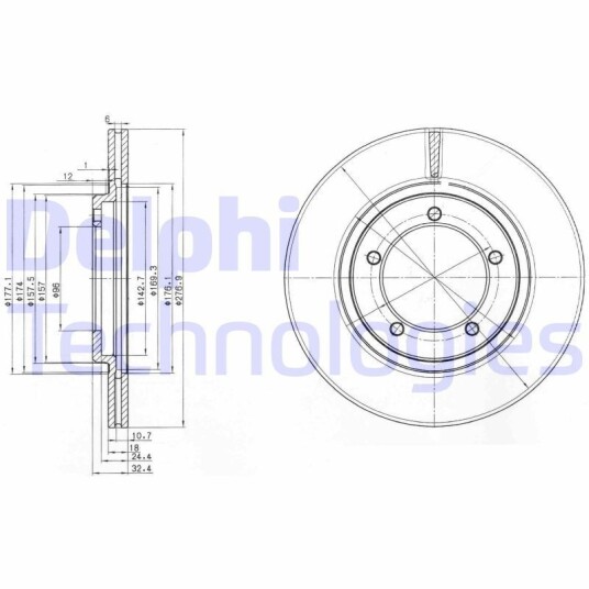 Bremseskive DELPHI BG2534 Bremseskive DELPHI BG2534