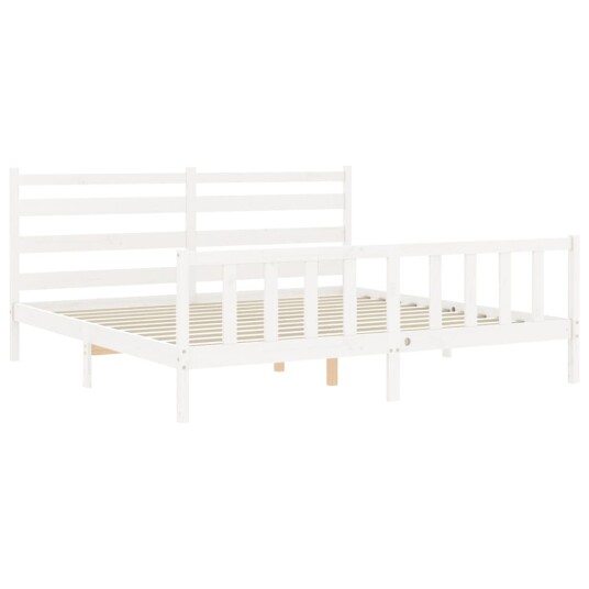 vidaXL Sengeramme med hodegavl hvit 200x200 cm heltre