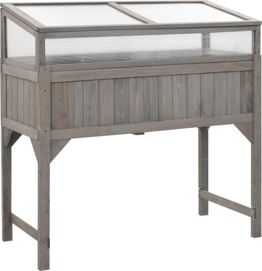 vidaXL Forhøyet plantekasse med drivhus 110x54x120 cm heltre gran