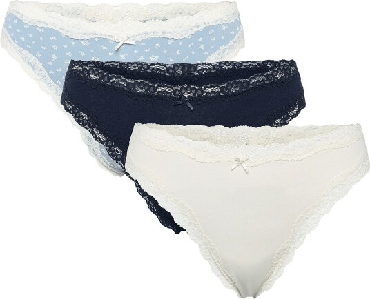 Lindex 3 Pack Brief Thong Reg Wilma C Blue XS
