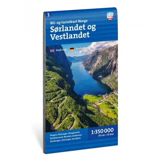 Bilog turistkart Sørog Vestlandet