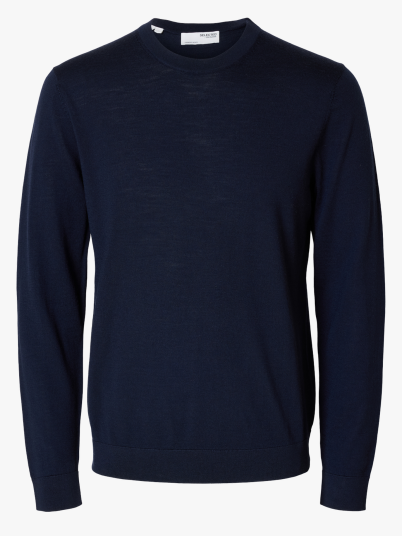 Selected Homme Tray Long Sleeve Knit Merino Crew Neck Blå M