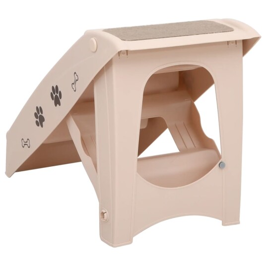 Vidaxl Hundetrapp Sammenleggbar Kremhvit 62X40X49.5 cm