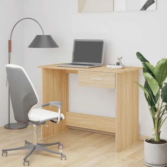 vidaXL Skrivebord sonoma eik 100x50x76 cm sponplate