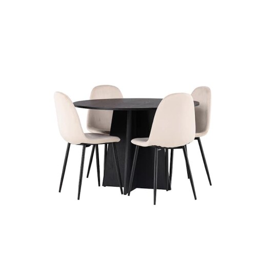 Venture Home Spisegruppe Venture Home Bootcut Ø110 cm med 4 Polar Stoler Fløyel GR22870