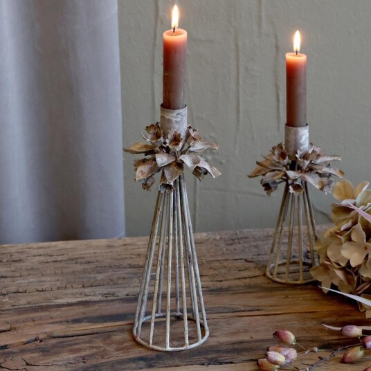 Chic Antique Lysestake med blomsterdekor H23