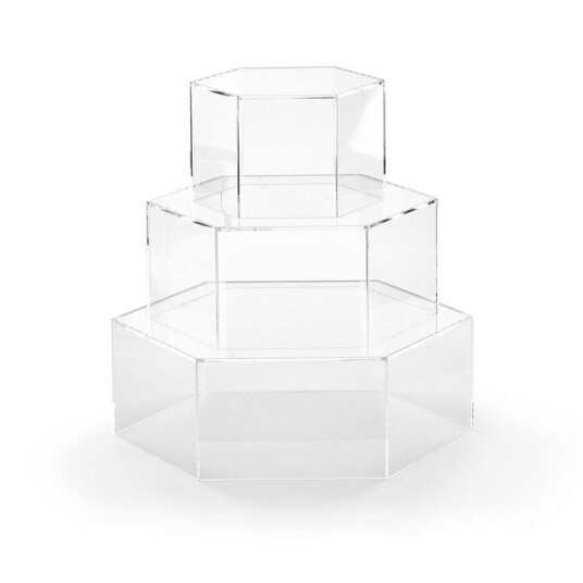 Gjennomsiktig Hexagonal Kakestativ 3 Etasjer Gjennomsiktig Hexagonal Kakestativ 3 Etasjer