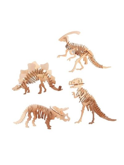 Johntoy Wooden Dinosaur 3D Construction Kit Assorted