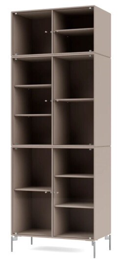 Montana Ripple IV vitrineskap 69,6 x 187,2 x 38 cm Mushroom-ben chrome