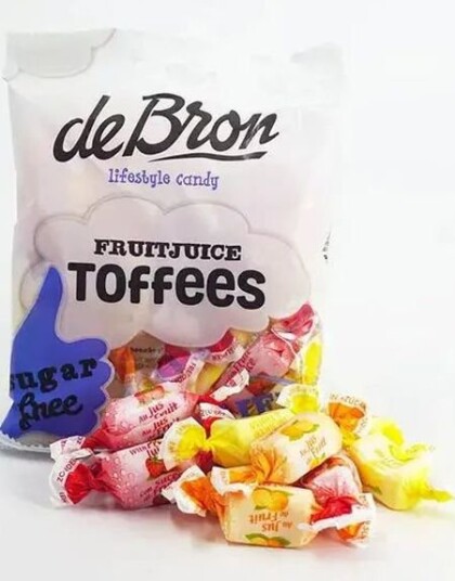 deBron Sugarfree Fruitjuice ToffeeSukkerfrie Frukt Toffees 70 gram